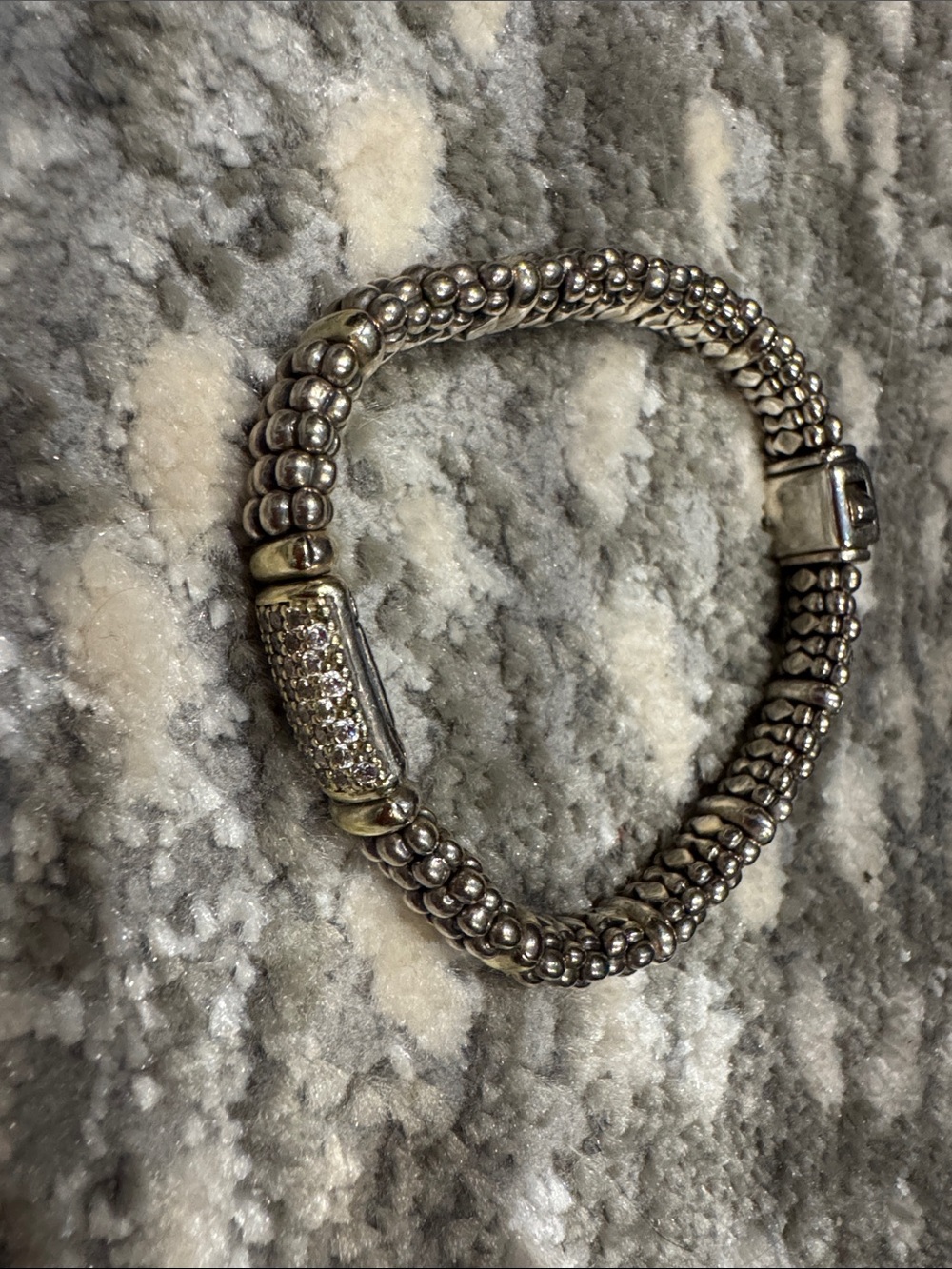 Lagos Sterling Silver Beaded Bracelet with Pavé and Gold Accent